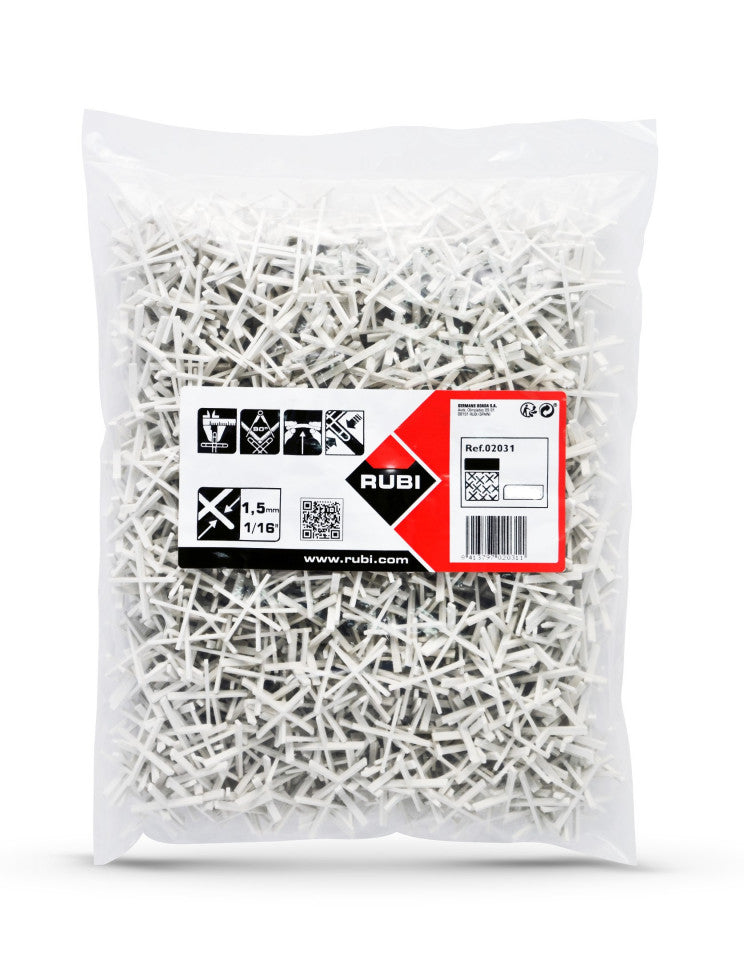 Distantiere ( Cruciulite ) pt. placi - gresie si faianta - Rost 1,5 mm - 1000 buc - RUBI-2031