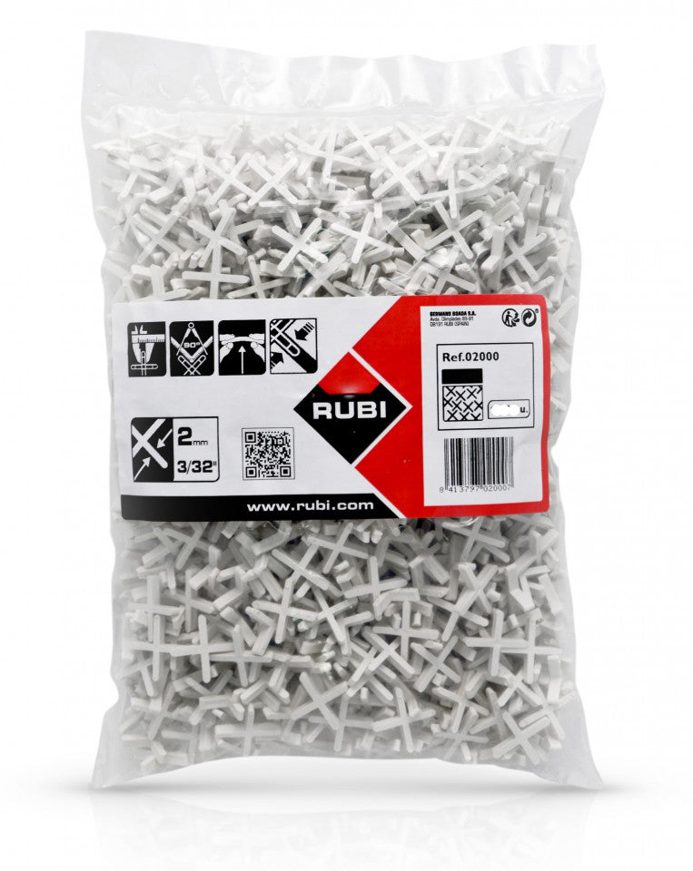 Distantiere ( Cruciulite ) pt. placi - gresie si faianta - Rost 2 mm - 1000 buc - RUBI-2000