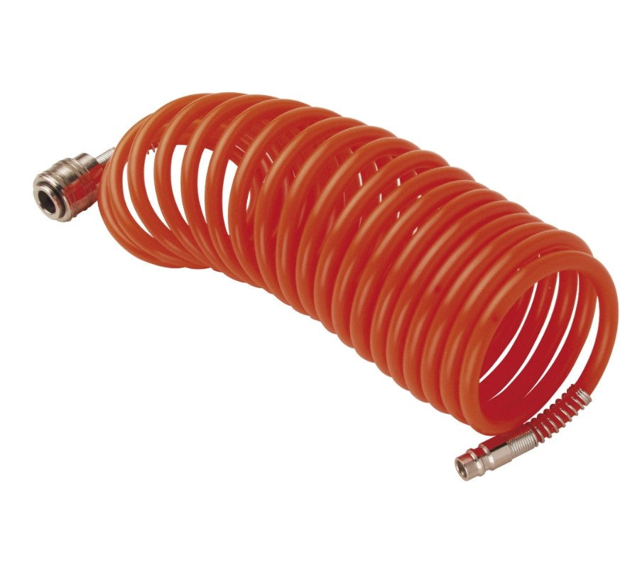 Furtun spiralat flexibil aer comprimat cu cuple rapide - 1/4", 8 bari, 6x8 (5m) - ABAC-8973005473