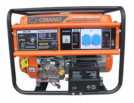 Generator de curent 5.5 kW SuperHIBRID (GPL + Gaz Natural + Benzina) cu posibilitate de Automatizare - CRIANO - CNO-NRG-7000-G-ATSr