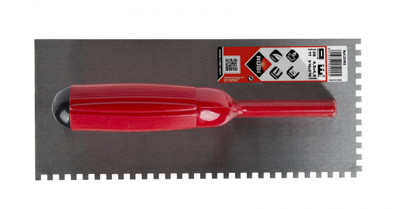 Gletiera dintata cu maner plastic 28cm, 6mm - RUBI-25903