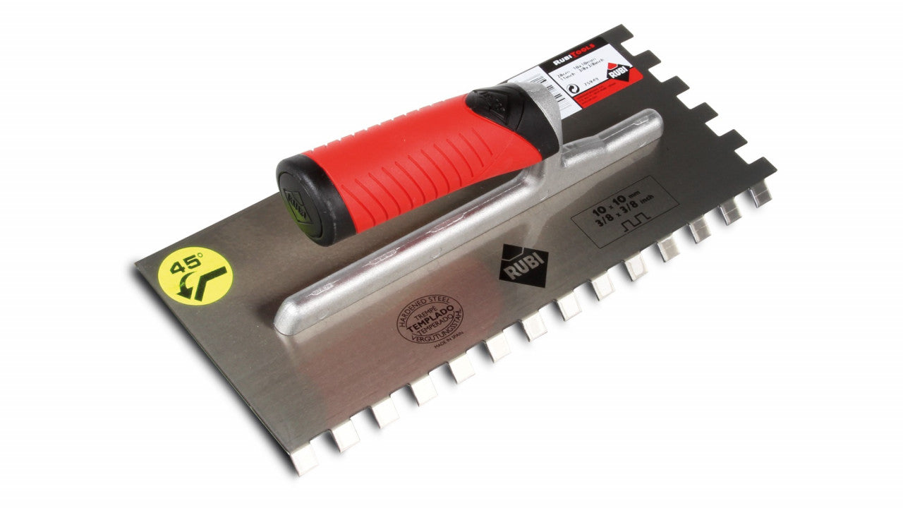 Gletiera dintata MRA 45° cu maner Rubiflex 28cm, 10mm - RUBI-75948