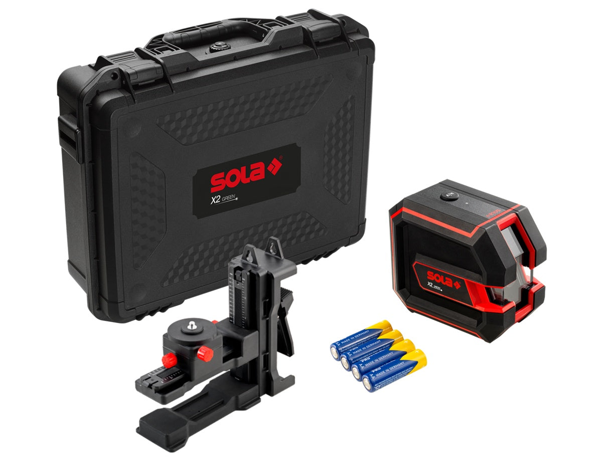 Laser verde, cu linii în cruce si punct, X2 GREEN Professional - distanta 30m, (adaptor si valiza incluse) - Sola-71014101