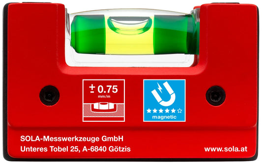 Nivela cu bula (boloboc) GO! magnetic, cu clips curea - Sola-01621201