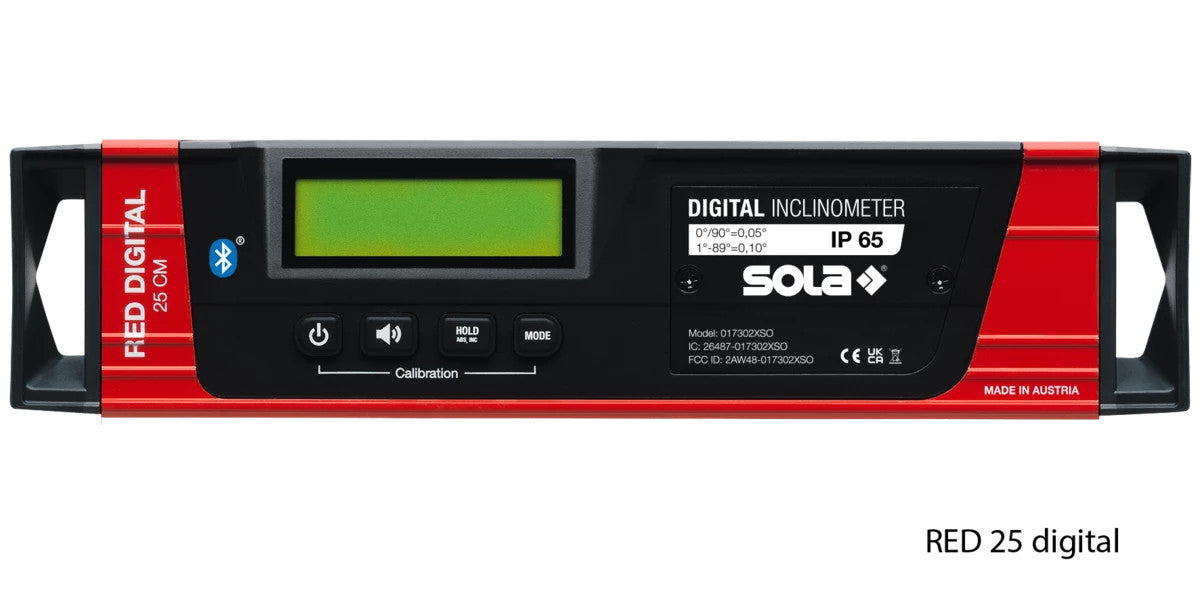 Nivela digitala cu bula ( Boloboc ) cu profil tubular RED Digital, 25cm - Sola-01730201