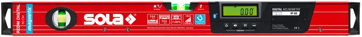 Nivela digitala, magnetica cu bula ( Boloboc ) cu profil tubular REDM Digital, 60cm - Sola-01735801