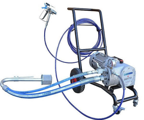 Pompa de vopsit / zugravit AIRLESS Industriala cu Carucior - Complet Echipata - 8L/min, furtun 1/4" - Larius Giotto