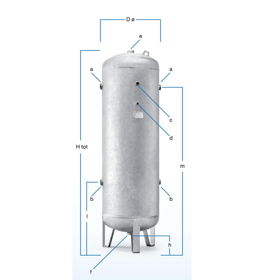 Rezervor de aer vertical vopsit (fara kit accesorii) - 5000 litri, max. 11.5 bari - ABAC-V5000-11.5B-PAINT