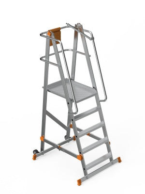 Scara industriala rabatabila (pliabila) din aluminiu cu 4 trepte si platforma h=132cm, inaltime de lucru 3,3m - CNO-SME-FWPL14