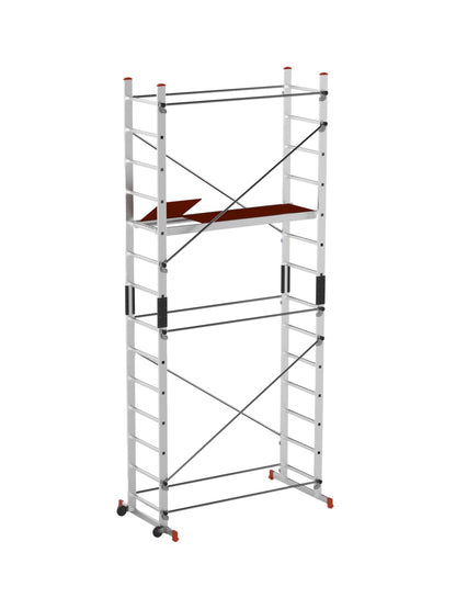 Schela aluminiu mobila 2x2(m), inaltime de lucru 4,7m, platforma 1,6x0,45(m), max. 150kg - CNO-SME-ADDY5M
