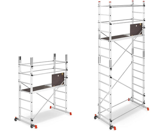 Schela aluminiu mobila 2x2(m), inaltime de lucru 4,7m, platforma 1,6x0,45(m), max. 150kg - CNO-SME-ADDY5M
