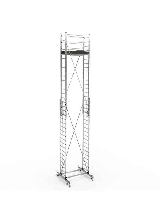 Schela mobila aluminiu telescopica 2x5(m), inaltime lucru 10 metri, o platforma 1,6x0,6(m), max 200kg/mp - CNO-SME-MEGA10