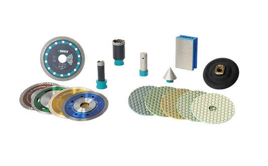 SET 16 unelte diamantate profesionale pt. meseriasi - carote, discuri, freze si accesorii in valiza - BIHUI-DBDFS16