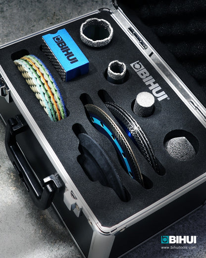 SET 16 unelte diamantate profesionale pt. meseriasi - carote, discuri, freze si accesorii in valiza - BIHUI-DBDFS16