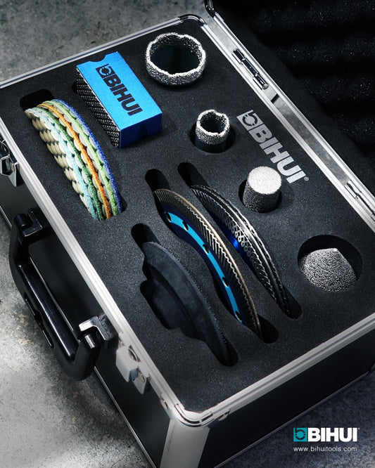 SET 16 unelte diamantate profesionale pt. meseriasi - carote, discuri, freze si accesorii in valiza - BIHUI-DBDFS16