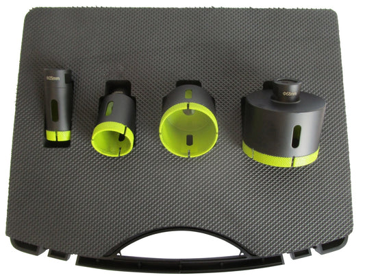 Set 4 carote diamantate pt. gresie portelanata & piatra - diam. 25, 35, 50, 68 (mm) - Super Premium - DXDH.80406.Satz4.25-68