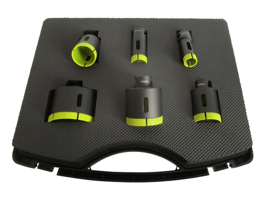 Set 6 carote diamantate pt. gresie portelanata & piatra - diam. 20, 25, 35, 40, 50, 68 (mm) - Super Premium - DXDH.80406.Satz6.20-68