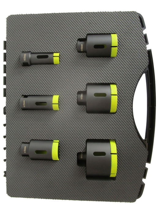 Set 6 carote diamantate pt. gresie portelanata & piatra - diam. 20, 25, 35, 40, 50, 68 (mm) - Super Premium - DXDH.80406.Satz6.20-68