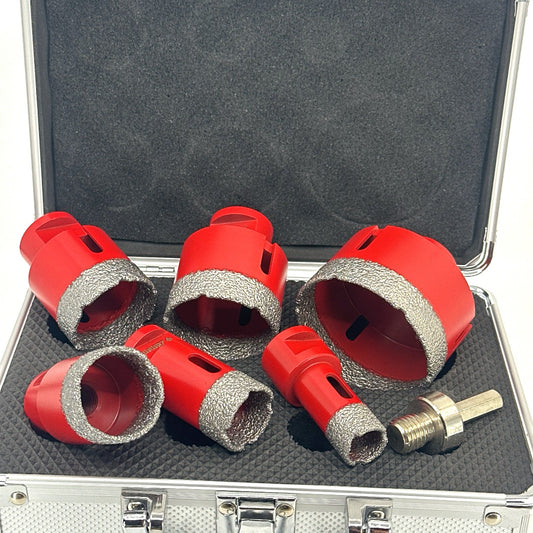 Set carote diamantate pt. gresie portelanata & piatra - diam. 20, 28, 35, 43, 50, 68mm Profesional Standard - DXDY.REDrill.BigSet
