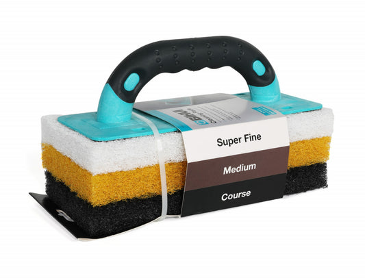 Set Dristi cu Burete / Tampon pentru curatare (1 maner, 3 baze), 250x120mm - BIHUI-CSPK4