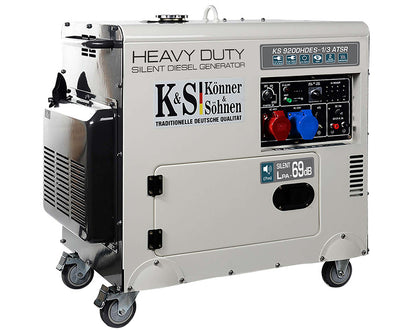 SH - RESIGILAT - Generator de curent 7.5 kW diesel - Heavy Duty - insonorizat - Konner & Sohnen - KS-9200DE-1/3-HD-ATSR- Silent